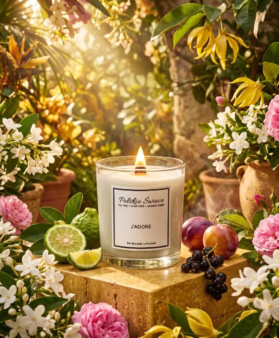 soy candle with a wooden wick + JADORE