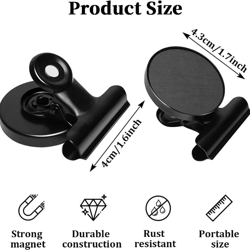 Refrigerator Magnet Clip, 10 Pcs Strong Fridge Magnet Hook Clip, Magnetic Clips for Family, School, Freezer, Kitchen Refrigerator, 40mm/1.57inch Black