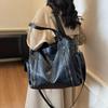 Faux Leather Tote Bag with Dual Zipper Pockets Adjustable Shoulder Strap Women's Everyday Fashion Handbag
