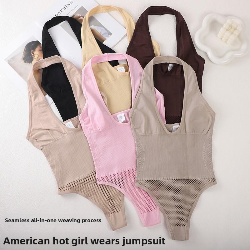 Sexy Sleeveless Jumpsuit for Women New Arrival Fashionable Women's Garment Halter Neck Slimming Waist Nude-Effect Jumpsuit