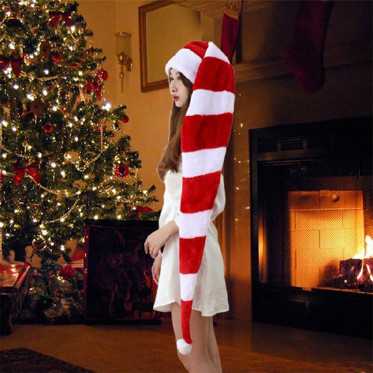 Funny 130cm Long Christmas Hat Striped Santa Hat Adult Plush for Celebrations