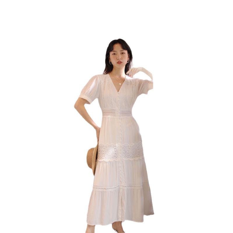 2025 Französisches V-Ausschnitt Schlankmachendes Langes Sommerkleid