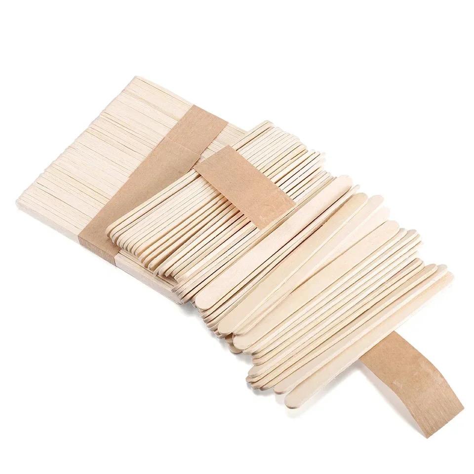 100pcs Natural Wooden Ice Cream Popsicle Sticks Wood Stick Ice Cream Spoon Hand Art Ice Cream Ice Cube Lollipop Cake Tools 93mm
