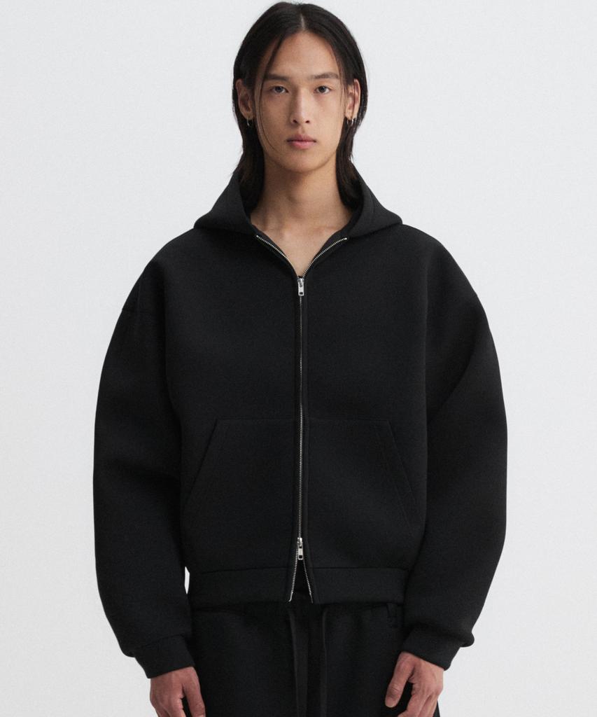 Define Neoprene Crop Zip-Up Hoodie Black
