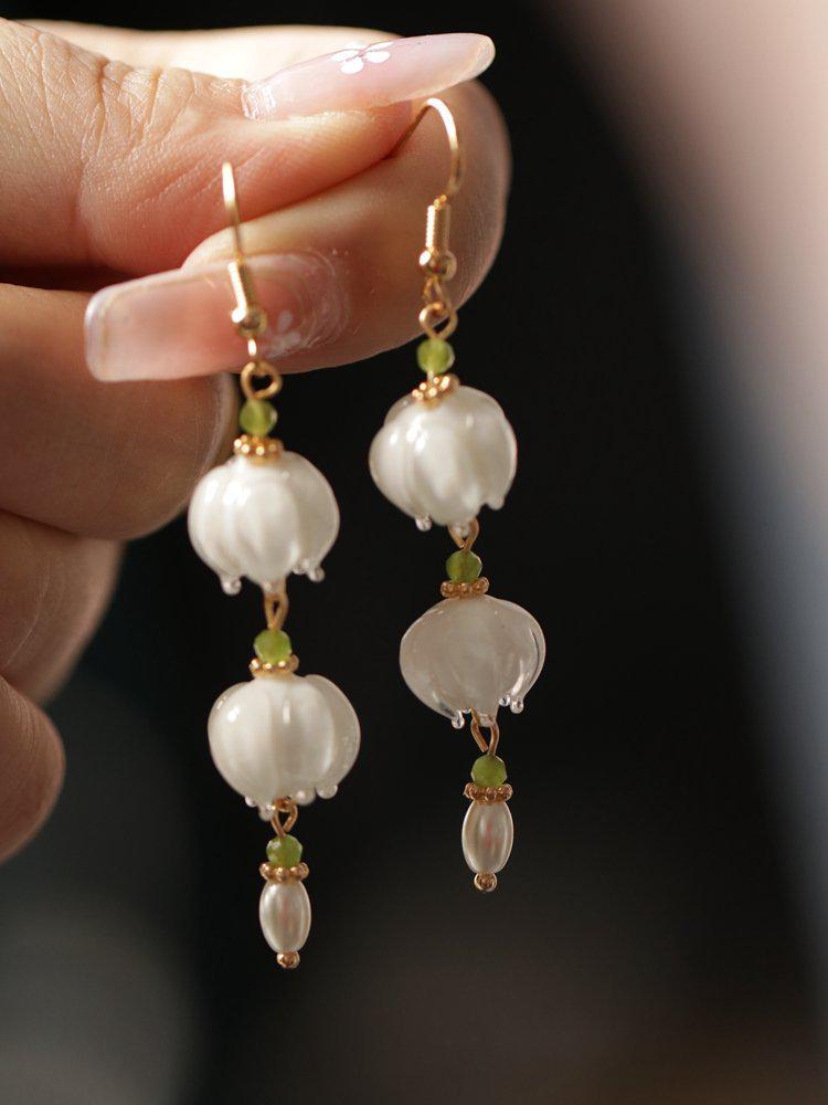 Lily of the Valley Hanfu Pendant Earrings - Ancient Style Cheongsam Accessories for Women