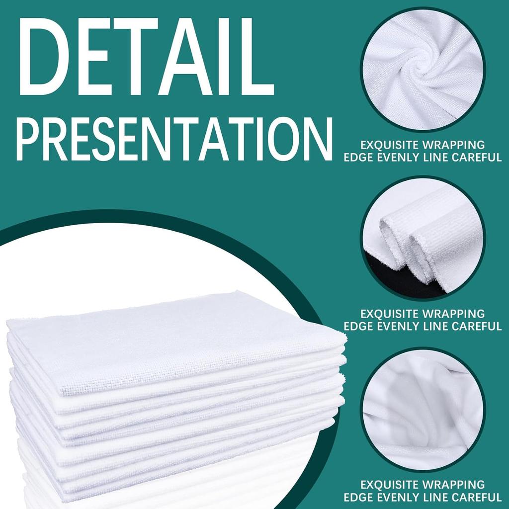 10 pcs Sublimation Towels Blank,12 x 12 Inch white microfiber towels wash cloths,white hand towels for bathroom wash clothes, small hand towels spa