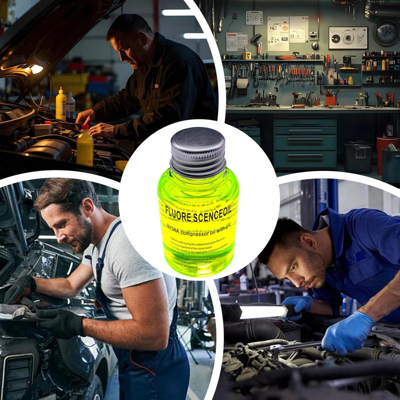 R134a Refrigerant Oil Leak Repair Agent Car Air Conditioner Oil Fluorescent Detection Repair Agent Plugging Agent Leak 2.5/60ml