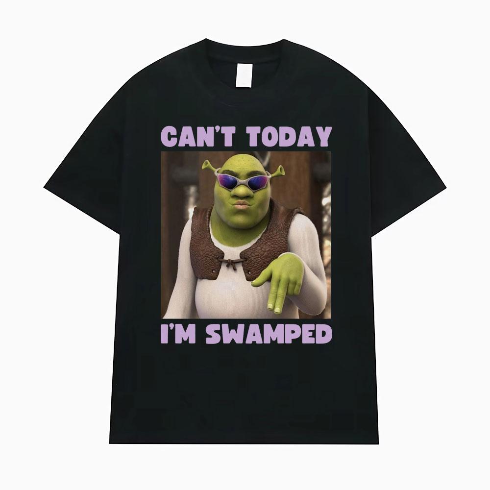 Non Posso Oggi Sono Travolto Divertente Meme di Shrek Maglietta Unisex Donna Casual Umorismo Manica Corta Yk T-shirt Vintage Gotico Magliette Oversize