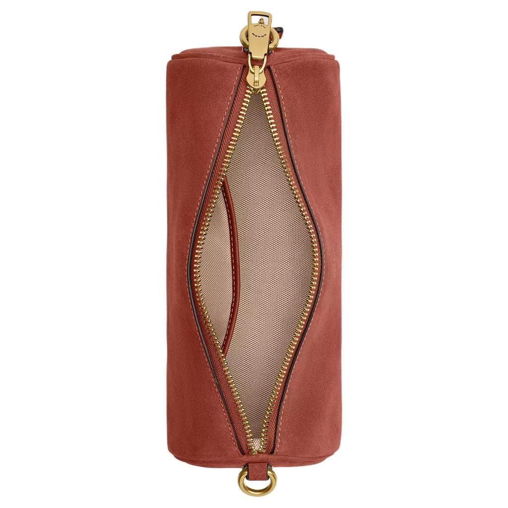 COACH Barrel Suede With Calfskin Cylinder Bag, Shoulder Bag Small Women's Clay CDY81-B4AY