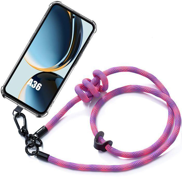 Coque pour samsung galaxy a36 5g - coins renforcés avec cordon rose - booling