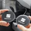 2pcs Car Carbon Fiber Textured Coaster PU Leather Water Cup Cushion For FR Leon Ibiza Altea Exe Mk2 Mk3 TARRACO Accessories