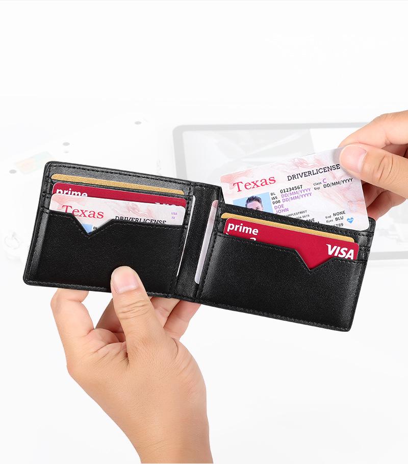 Multifunctional Minimalist Metal Money Clip Wallet with PU Leather and Multiple Card Slots for Men