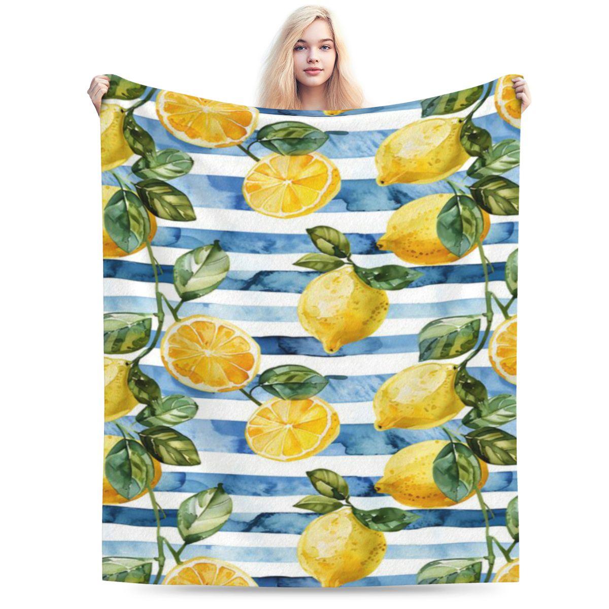 

Lemons And Stripes Personalized Comfortable Decorate Home An UltraSoft Micro Fleece Blanket 75x100cm 30x40in