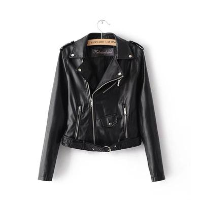 Модна тонка шкіряна жіноча коротка куртка Pu Jacket Мотоциклетна куртка для жінок