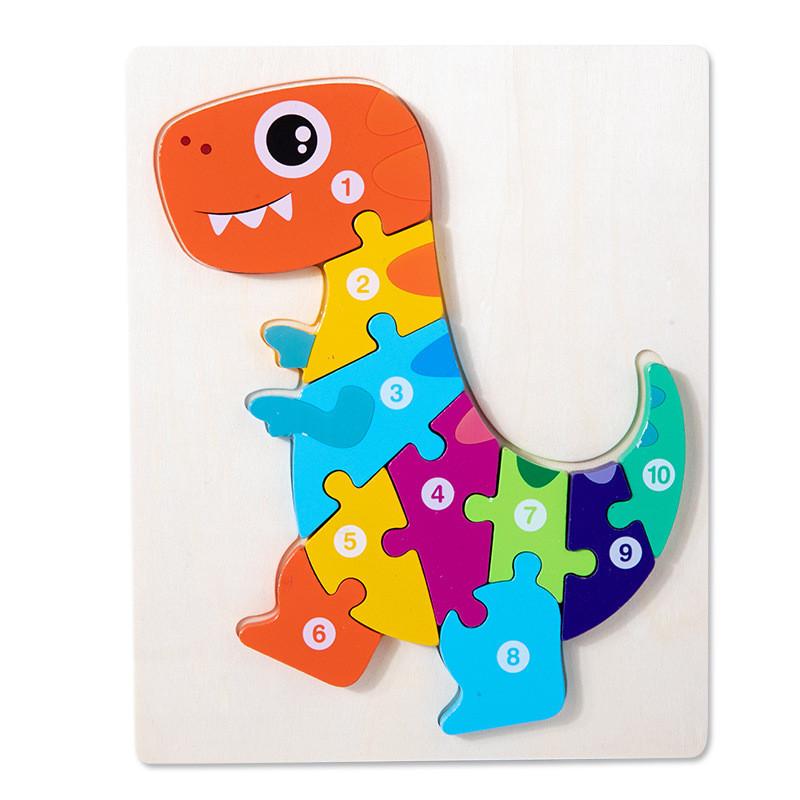 Educational Animal Wooden Traffic Numbers Puzzle Toy For Toddlers Learning Play