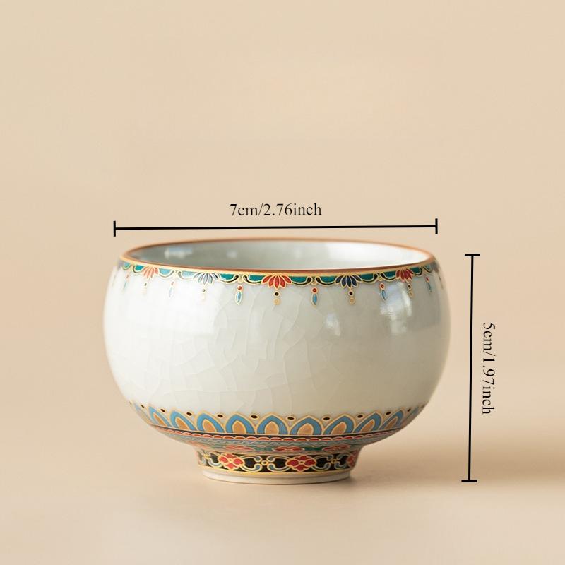 Ручная печь Дуньхуан Керамическая чайная чашка Фарфоровая чайная чашка Чайный сервиз Китайский Кунг-фу Ручная роспись Пиалы Винтажная Чайная церемония Посуда для напитков