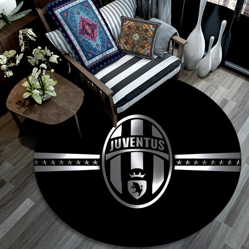 Juventus Football Club3 Round Area Rug,Carpet Rug for Living Room Bedroom Sofa Playroom Decor,Non-slip Floor Mat
