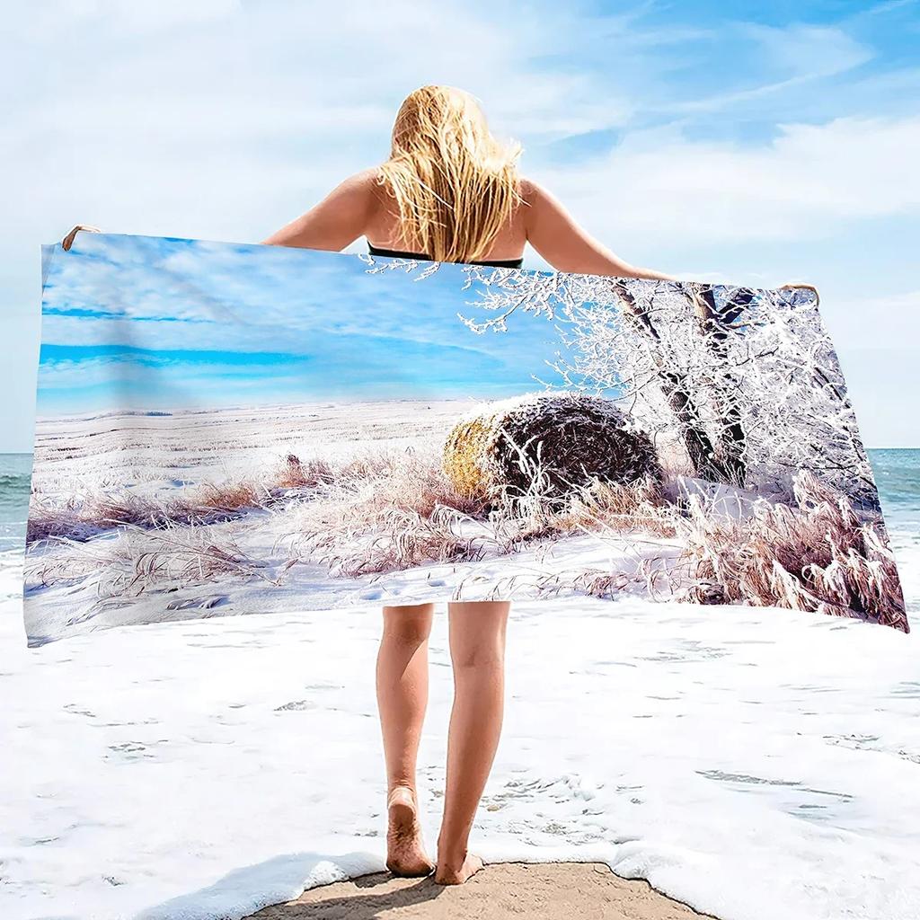 Extra Large Beach Towels Winter Trees Microfiber Beach Towels Summer Quick Dry Absorbent Sand Resistant Swim Pool Towel Blanket