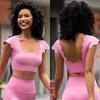 Elegante Set Yoga in Pizzo Ondulato: Manica Corta Sensazione Nuda con Imbottitura al Petto & Pantaloncini