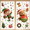 Winter Holiday Window Decorations 2PCS Christmas Static Sticker, Cute Cartoon Elves And Bears Easy Installation Glass Adhesives Print, PVC Stickers