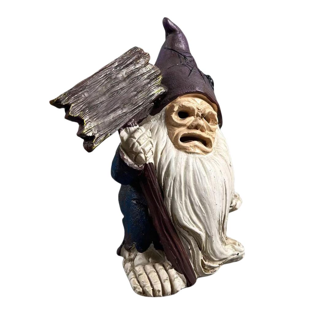 Funny Horror Resin Gnome Figurine - Halloween Decorations Indoor/Outdoor, Spooky Garden Gnomes Decor For Yard, Goth Home Decor & Horror Movie Gift