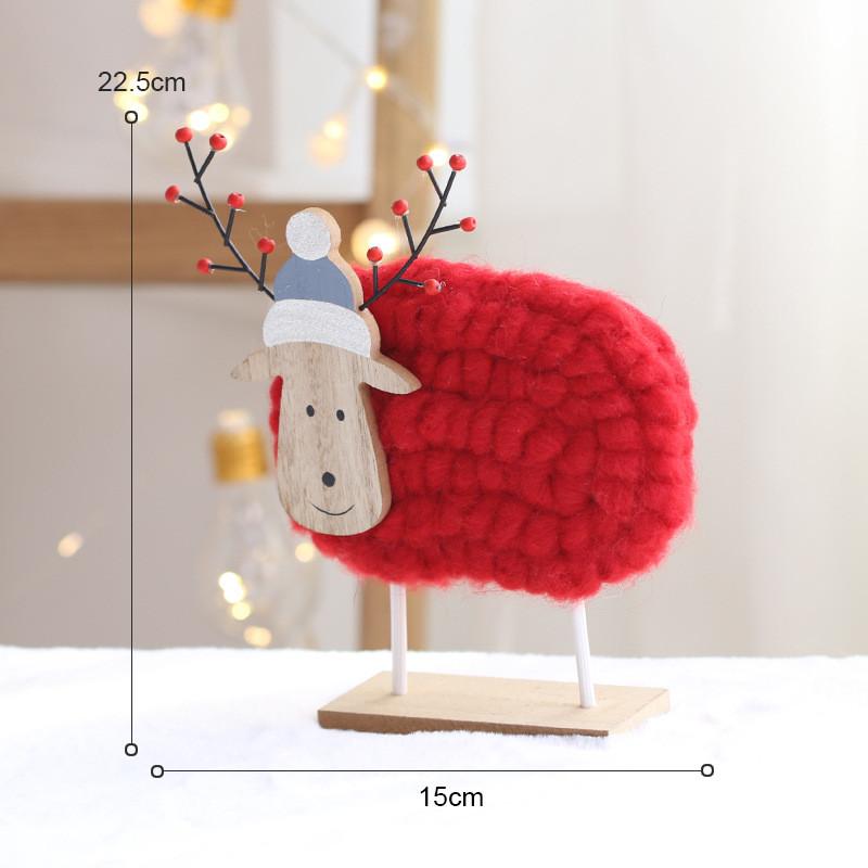 Holiday Tree Decorations With Wooden Deer And Santa Elder Figurines For Christmas Home Decor