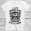 Motorcycle T Shirt Skeleton Life Behind Bars Biker Funny Retro Cool Tee M44
