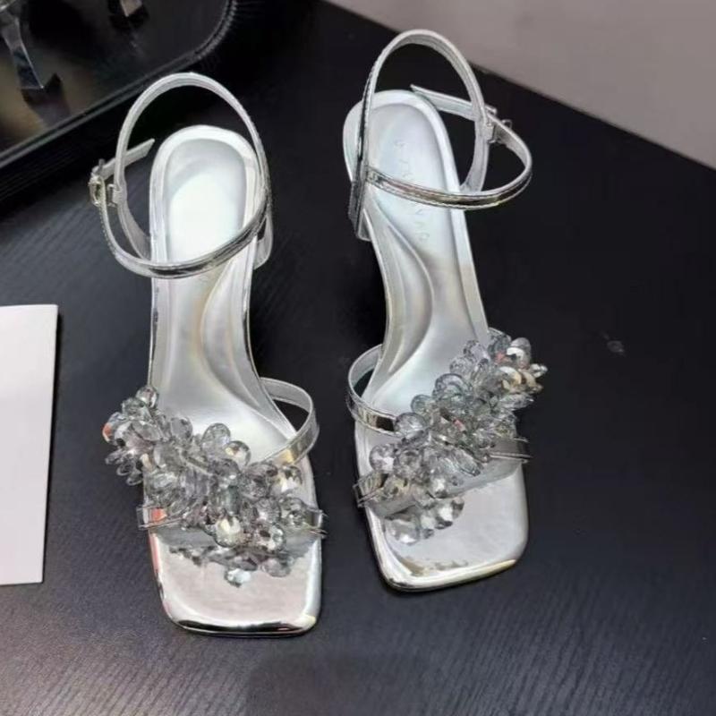Fashion Luxury Rhinestone Transparent Platform Sandals Women Open Toe Summer Fashion Slingback Party Dress Shoes Crystal Bow High Heels