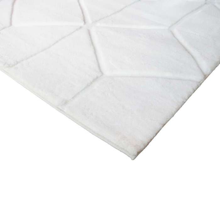 Tapis salon à relief cubes extra-doux blanc 160x230