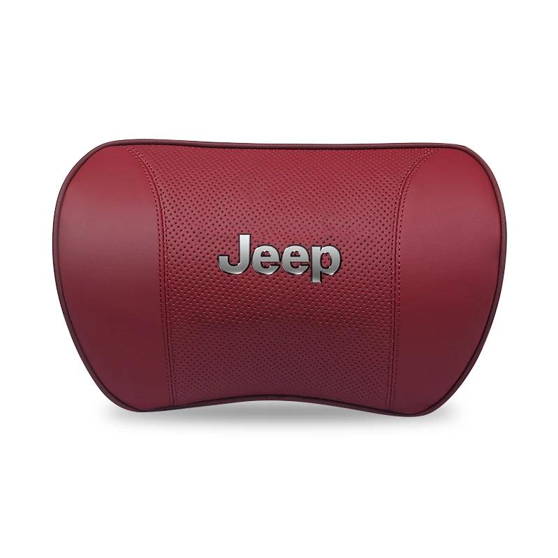 For Jeep Car Neck Pillow Protective Lumbar Support Leather Headrest For Jeep Grand Cherokee Wrangler Gladiator Compass Renega