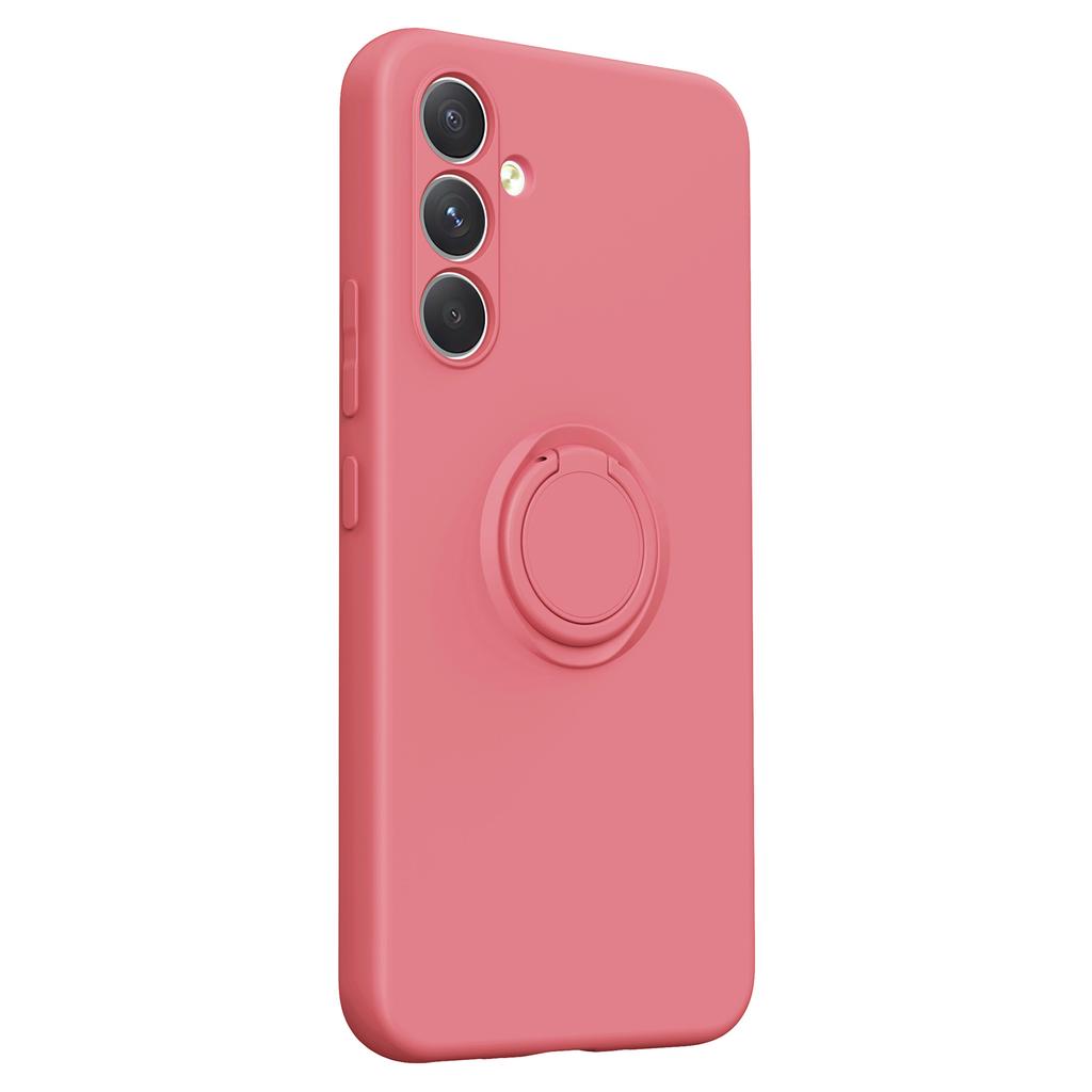 For Samsung Galaxy A35 5G Case Ring Kickstand Liquid Silicone Cover with Lanyard