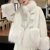 New Chinese short coat women's 2024 autumn and winter new fur fur integrated coat women's Chinese style Maillard style