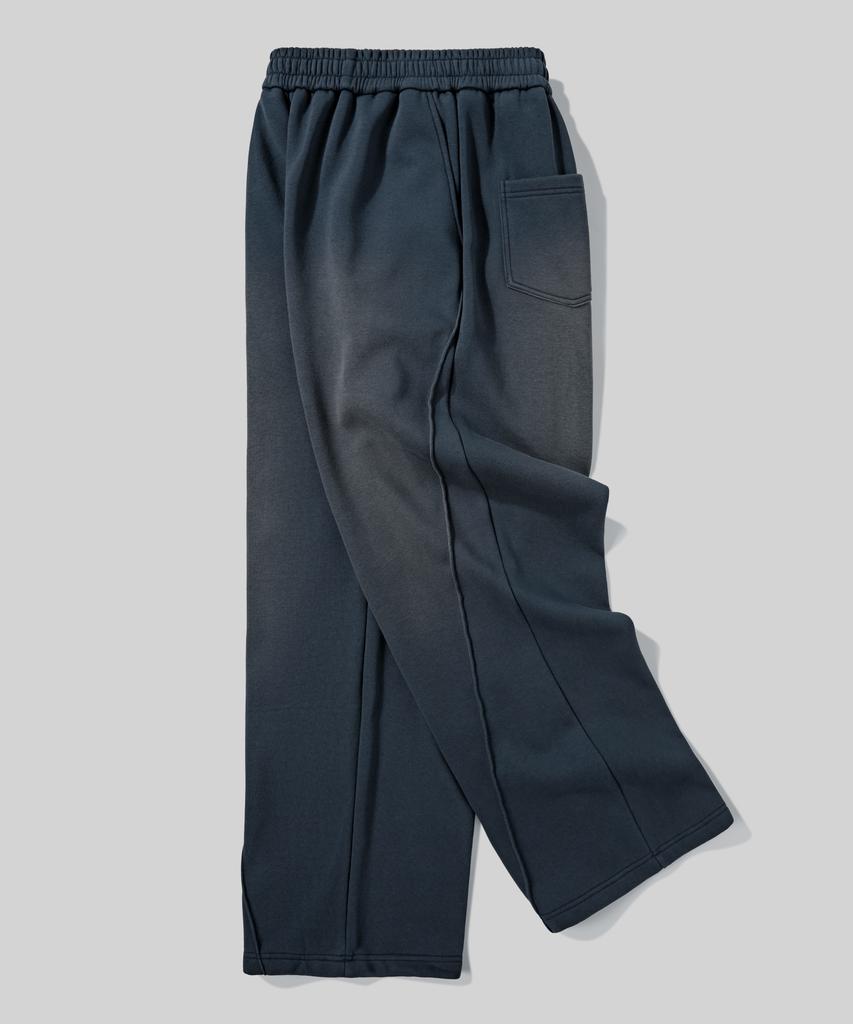 Beodeonteu (Fleece-Lined) Vintage Washed Diagonal Cut Line Sweatpants [Navy]
