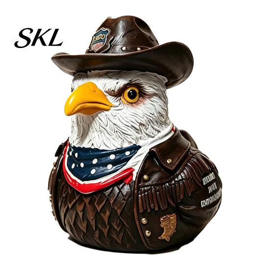 Military Enthusiast Collectible Duck Figurine, Patriotic Veteran Ornament for Car Dashboard, Resin Red White And Blue Decor Independence Day Memorial