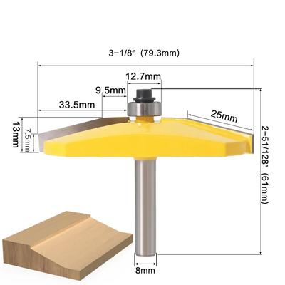 1PC 8MM Shank Milling Cutter Wood Carving 15 Paised Panet Bit Anel Raiser Router Bit Bevel Design Tenon Cutter For Woodworking