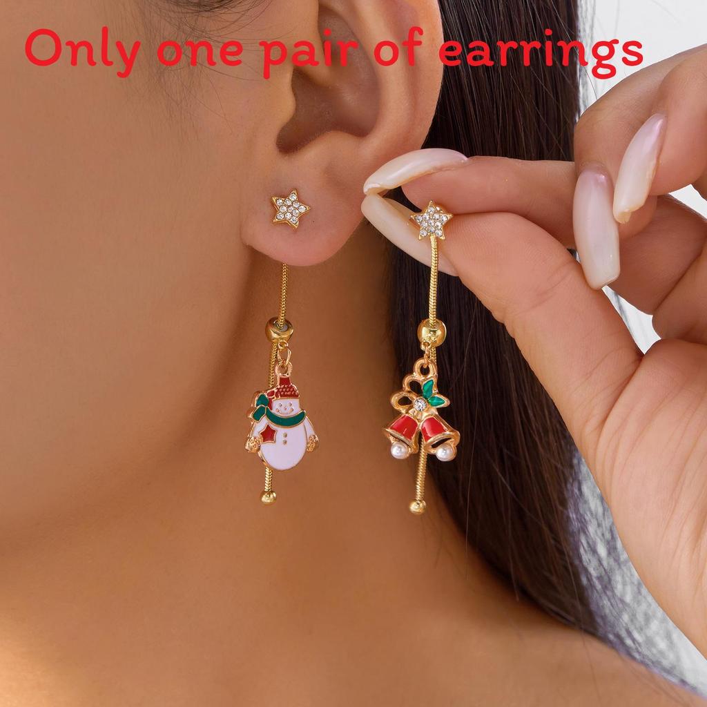 Fashion Christmas Earrings With Santa Claus And Bell Elements For Holiday Party Wear