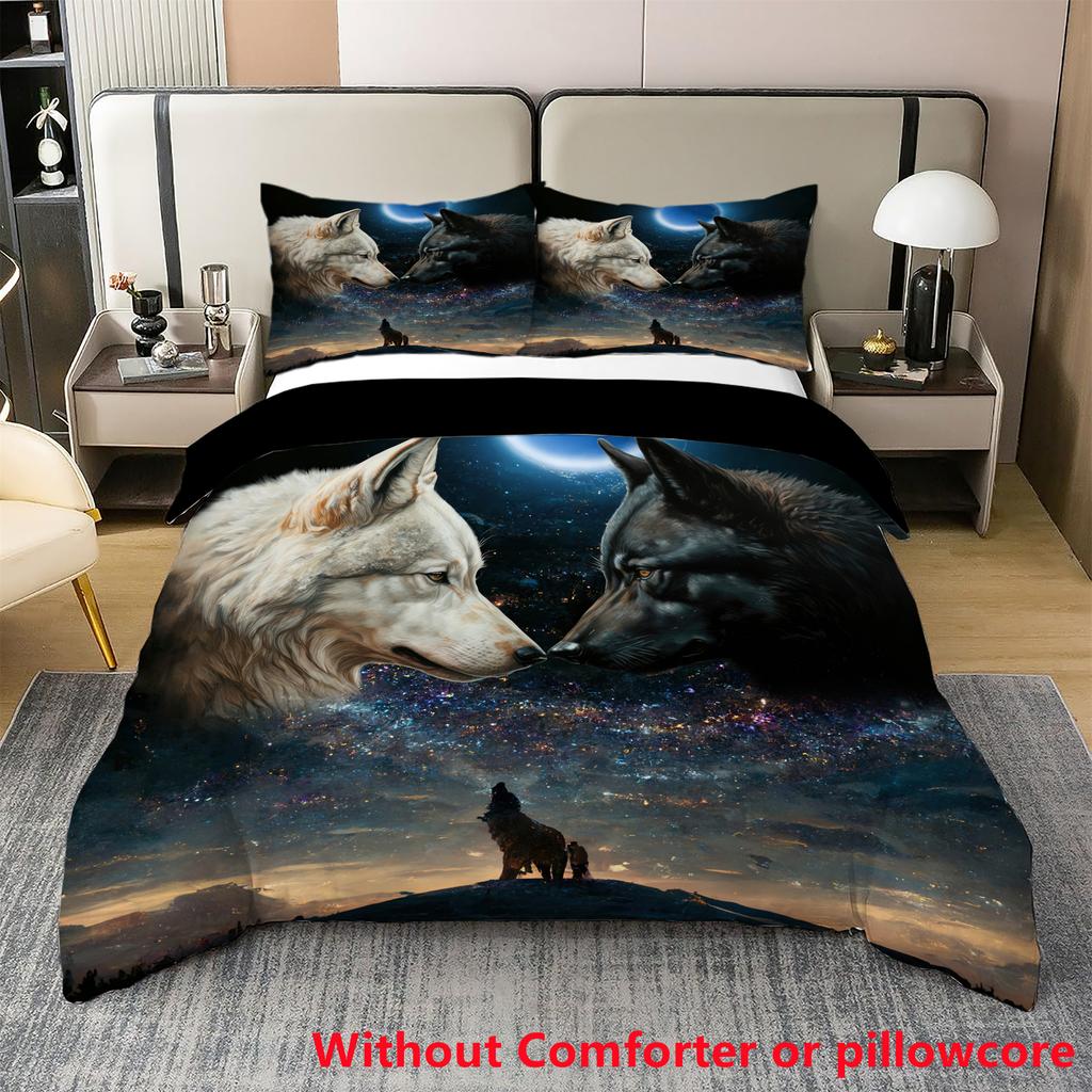 Quilt Cover 3D Printed Cartoon Anime Wolf Duvet Comforter Polyester Soft And Comfortable Night Sky Bedding Sheets Sets