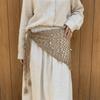 Knitted Crochet Short Skirt Wrap Shell Waist Belt Korean Style Triangle Hip Scarf  Outfit