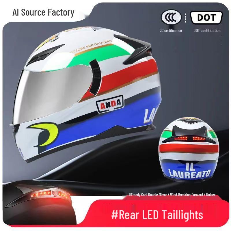 3C Certified Full Face Motorcycle Helmet for Men & Women - All-Season, Trendy Autumn/Winter Design
