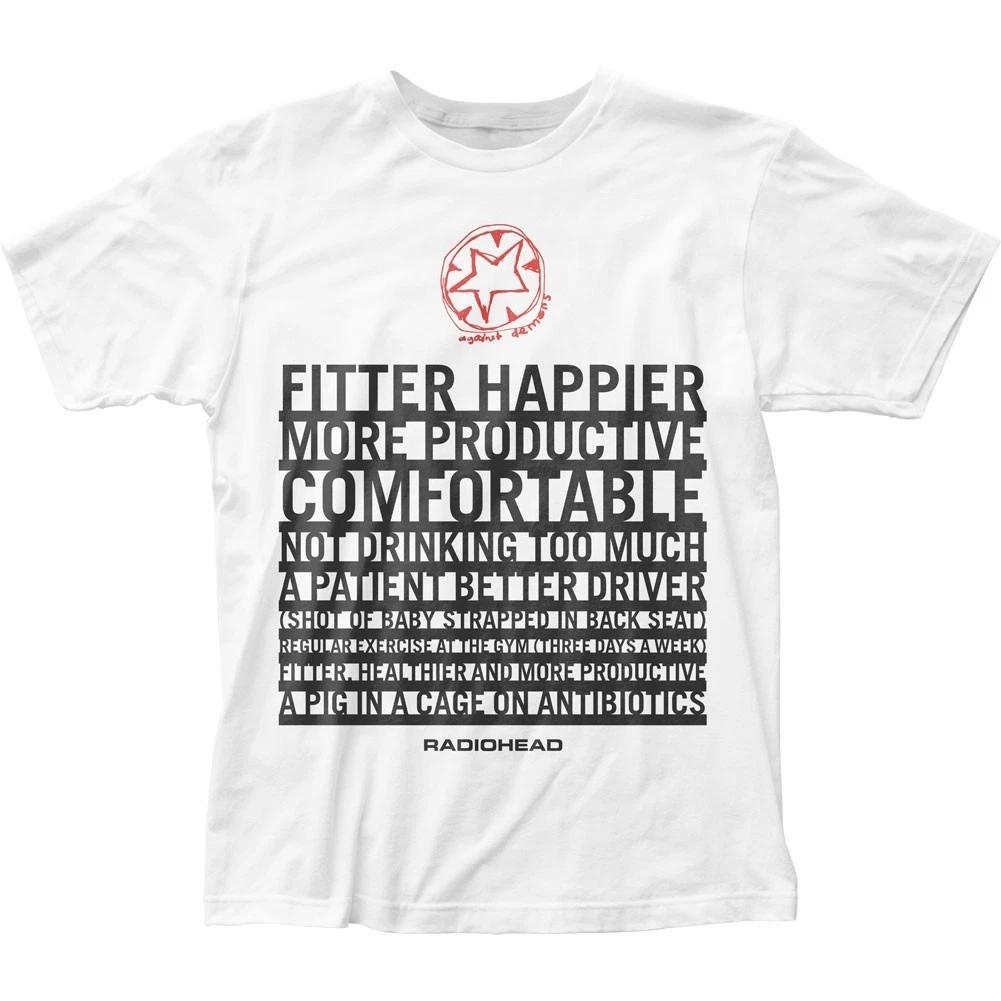 

Radiohead Fitter Happier Mens T T-Shirt Music Classic Concert Rock Band Tee White 3XL