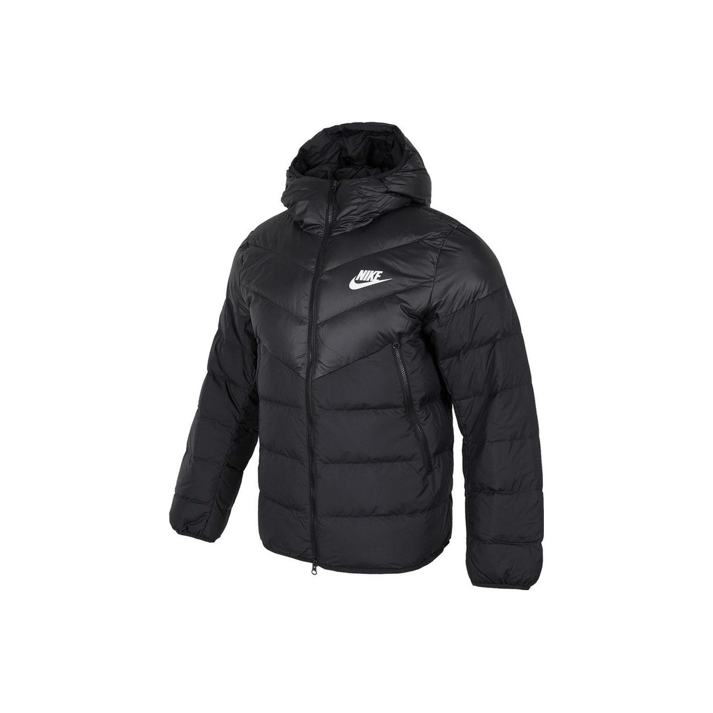 Nike Men's Black Logo Zip-Up Hooded Down Jacket Outerwear Dv0754-010 Cm
