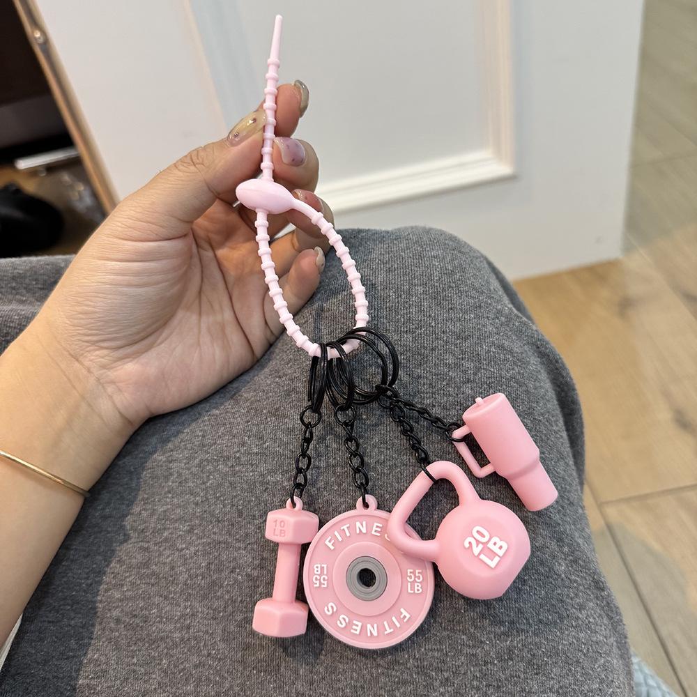 Fitness Keychain: Silicone Barbell Plate Pendant Gift
