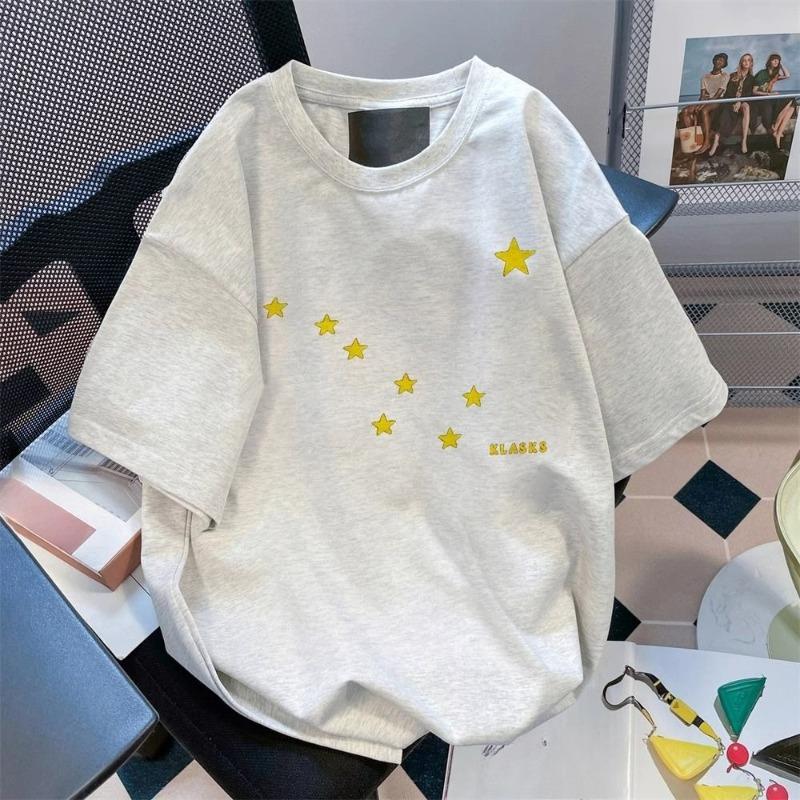 

Женские футболки с коротким рукавом, дизайнерский принт, топы с круглым вырезом, лето, винтаж, комфорт, универсальный женский пуловер XXL светло-серый