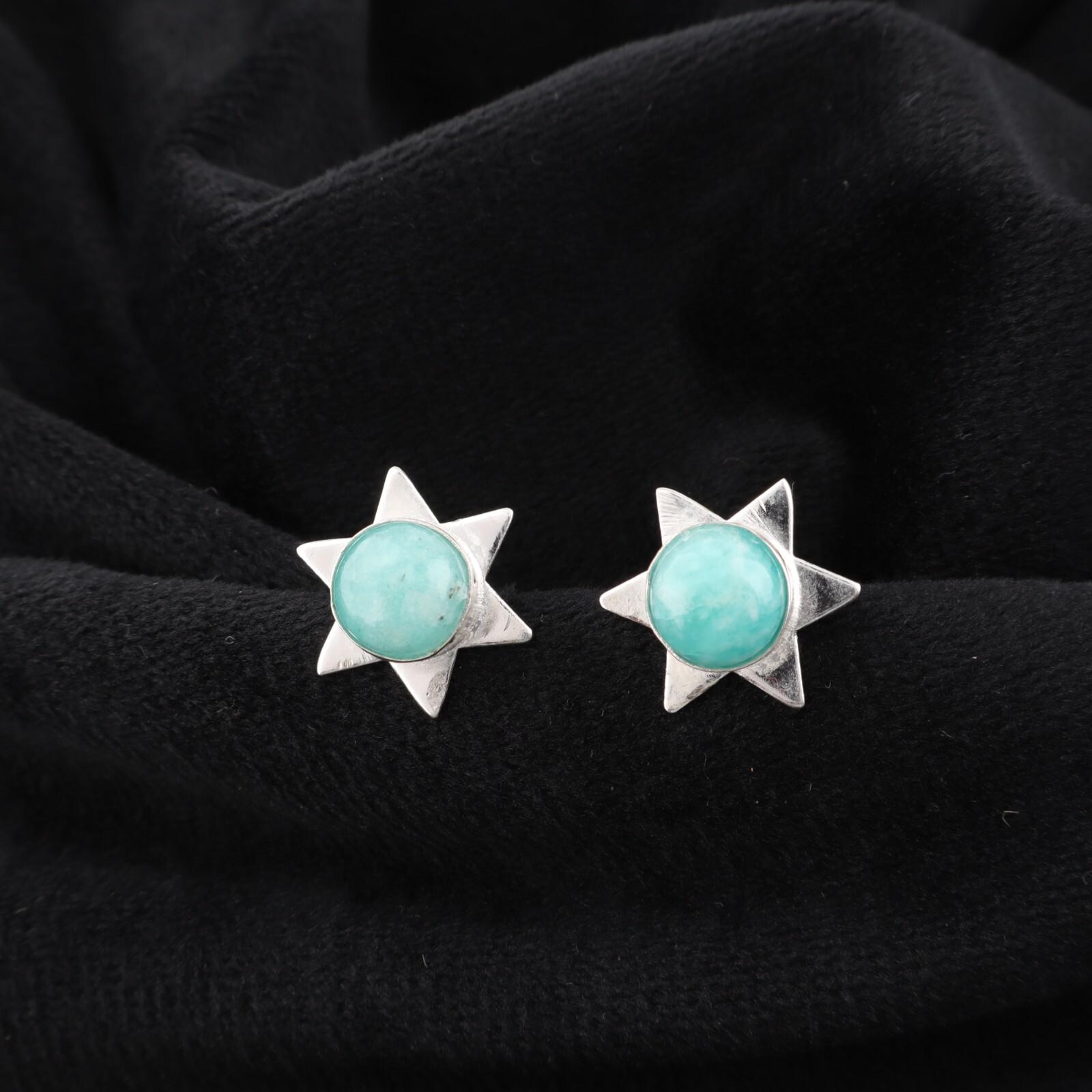 

Редкий Амазонит Драгоценный Камень 925 Стерлинговое Серебро Ювелирные Изделия Ручной Работы Серьги-Пуссеты 0.44 EE-175-23