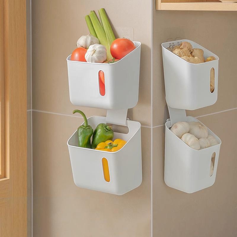 1/3Pcs Storage Wall Hanging Basket Ginger And Garlic Storage Rack Wall Hanging Storage Box Kitchen Bathroom Living Room Box