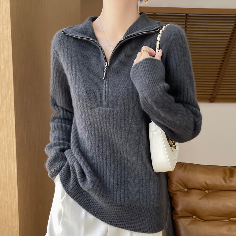 Women's cashmere sweater Qinghe cashmere 30% cashmere 70% wool autumn and winter pullover warm and fashionable