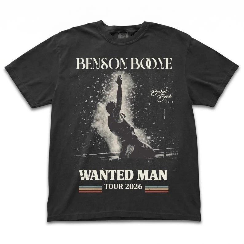 Benson Boone Wanted Man Tour 2026 Graphic Tee – Retro Concert Shirt 2XL