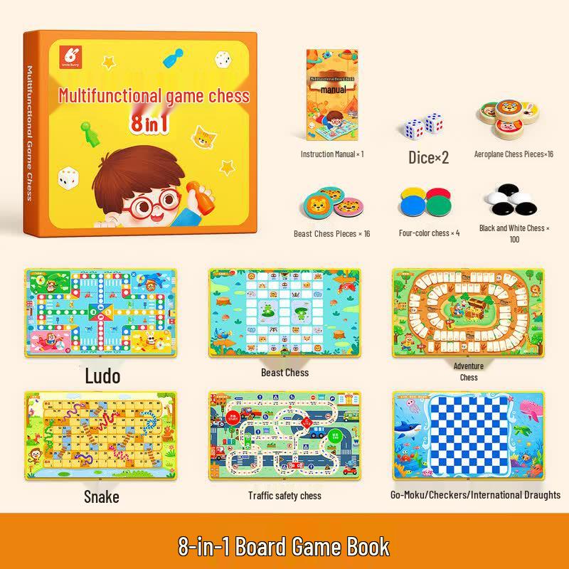8-in-1 Magnetic Portable Kids Board Game Set