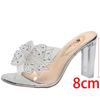 Fashion Rimocy High Heels Crystal Bowtie Slippers Women 2025 Summer Open Toe Transparent Pvc Sandals Woman Clear Heeled Party Slides