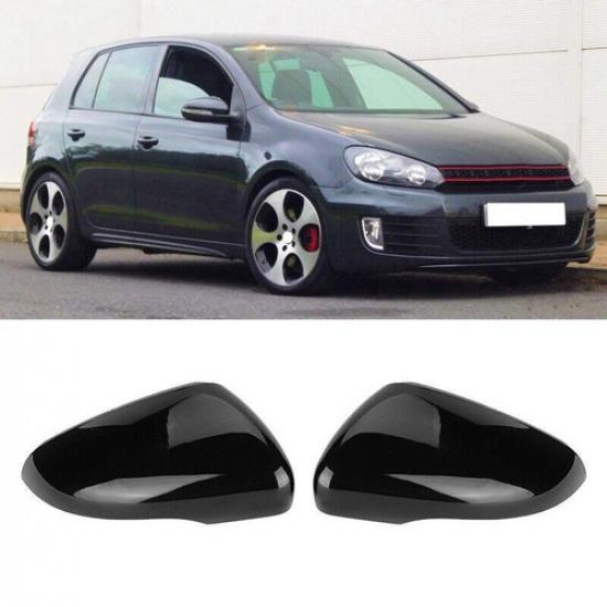 Pair Black For VW GTI Golf MK6 Toura Door Mirror Cover Cap Mirror Casing Housing